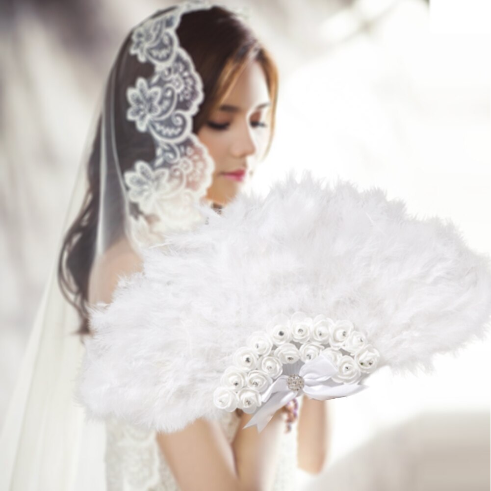 Handheld Wedding Fan Rose Fans for Wedding Bride Supplies Photo Shooting Props: B