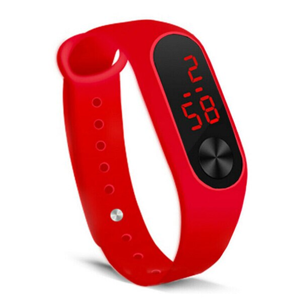 Silicone LED Display Waterproof Watch Digital Wristwatch Kids Students LXH: Red