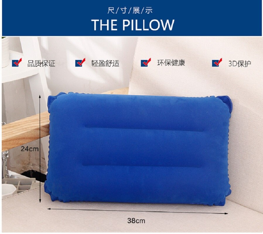 PVC flocking inflatable rectangular pillow rectangular inflatable pillow outdoor travel inflatable pillow