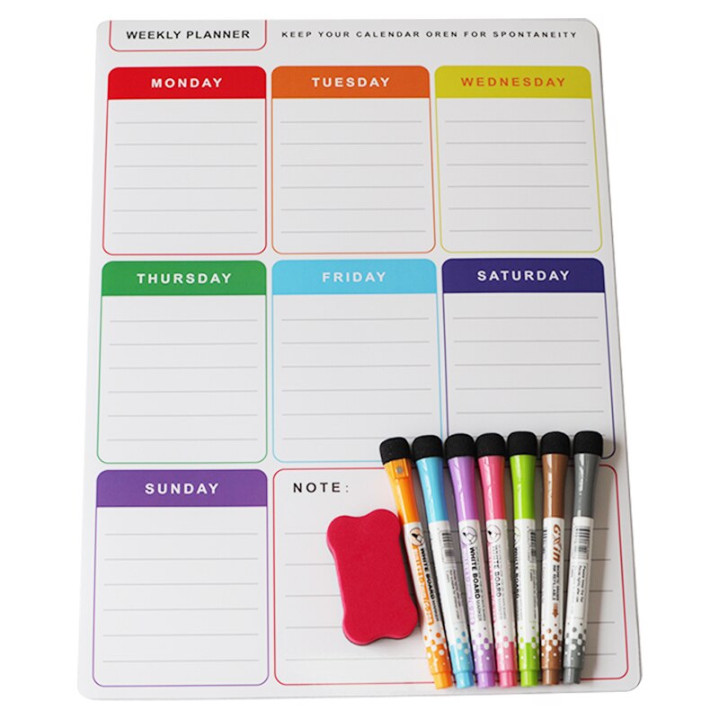 Planejador mensal semanal magnético a5 quadro branco seco apagar placa para calendário geladeira adesivos apagáveis mensagens de memorando agenda diária