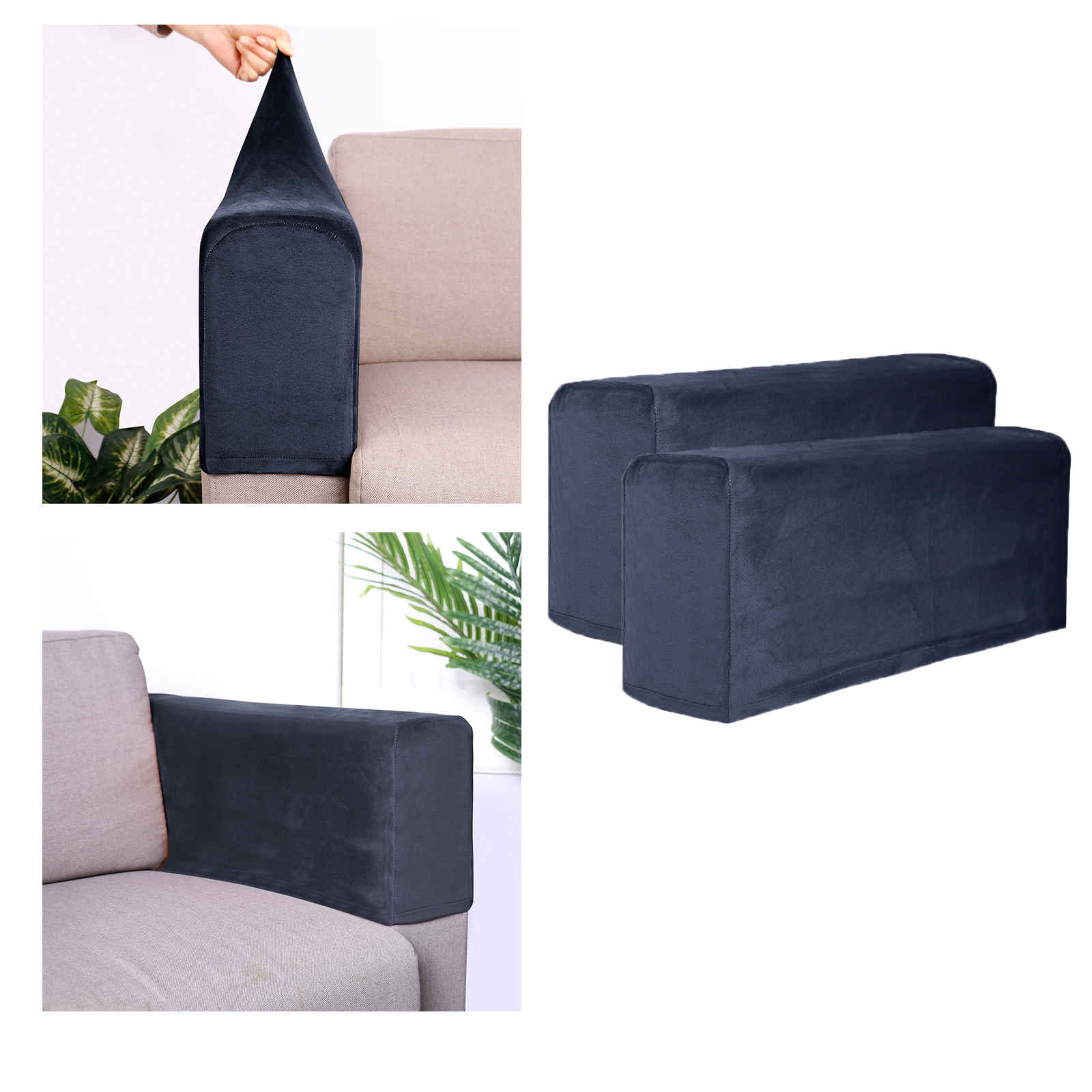 2 stk sofa armlæn betræk strækbar aftagelig beskytter til hjemmet skridsikker lænestol betræk stole møbler polyester sofa prote: Flåde