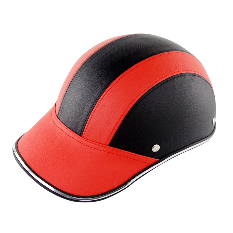 Motorcykel hjelm halv åben ansigt baseball cap åndbar aftagelig foring justerbar stap  h7jp: Rød