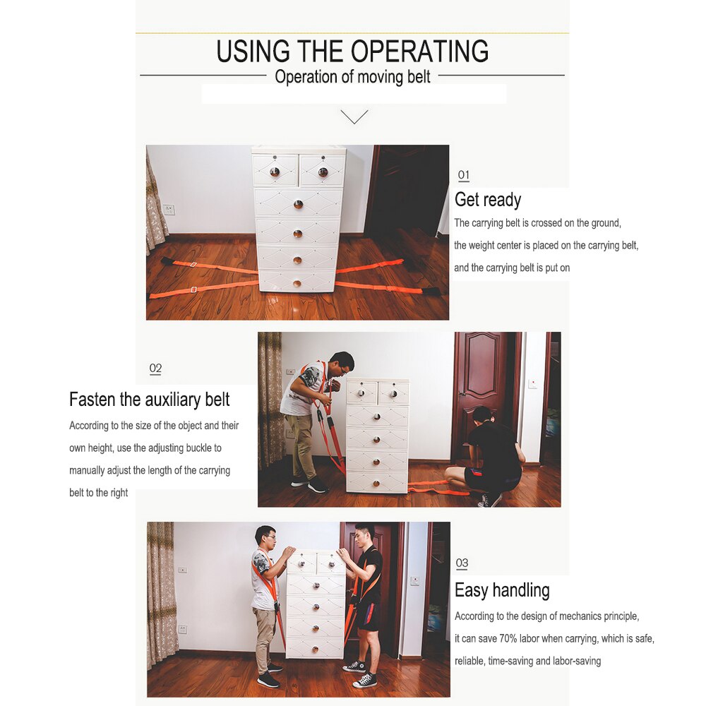 Lifting Moving Strap Furniture Transport Belt Adjustable Shoulder Straps Team Straps Mover Easier Conveying Storage Tools