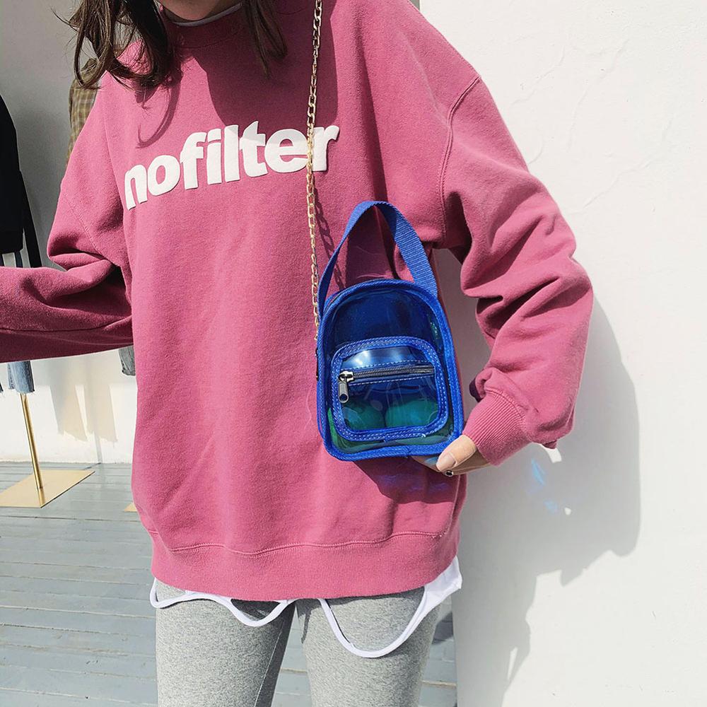 PVC transparente Mujer Crossbody bolsas de mensajero de hombro Jelly pequeña cadena transparente PVC mujeres Messenger Clutch Bag