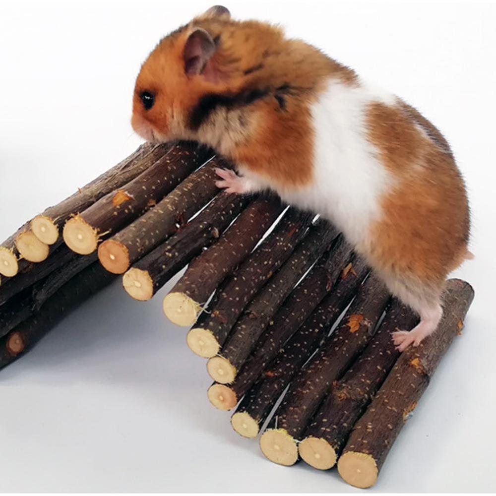 Træbro hængende legetøj sød hamsterstige naturlig træbro kæledyrslegetøj til små dyr bur tilbehør kæledyrsprodukt