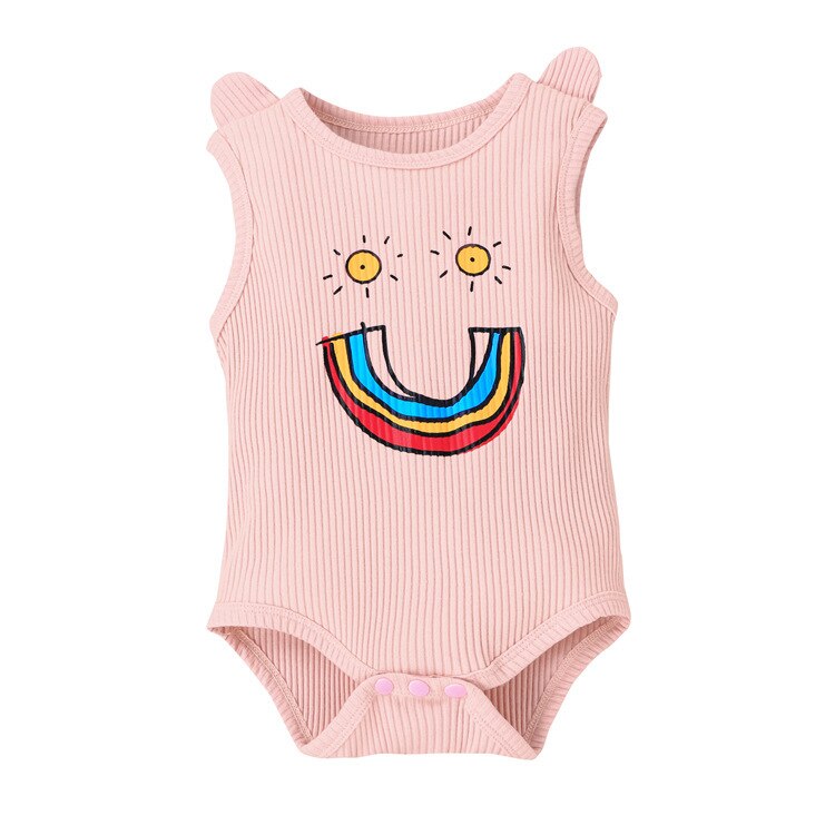 Style Fille Et garçon Sans Manches Gilet Body Bande Dessinée Arc-En-Ciel Et Soleil Impression enfants Sac Pet Vêtements De Sport