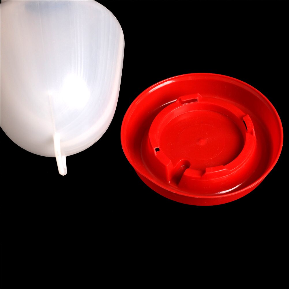 1L Drinking water fountain plastic drinker white barrel red base poultry chicken house for livestock feeding & watering supplies