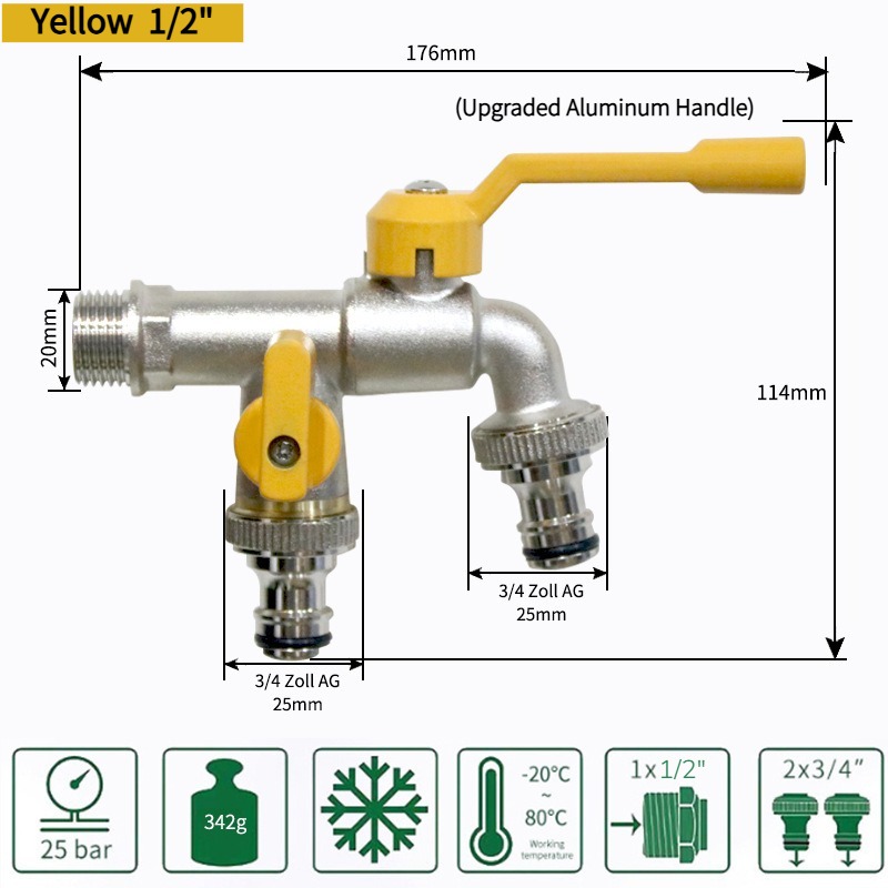 Outils de jardin robinet d'eau en laiton 1/2 "extérieur et intérieur utilisé levier marche/arrêt facile poignée robinets d'alimentation d'arrosage robinet à tournant sphérique: Bleu marine