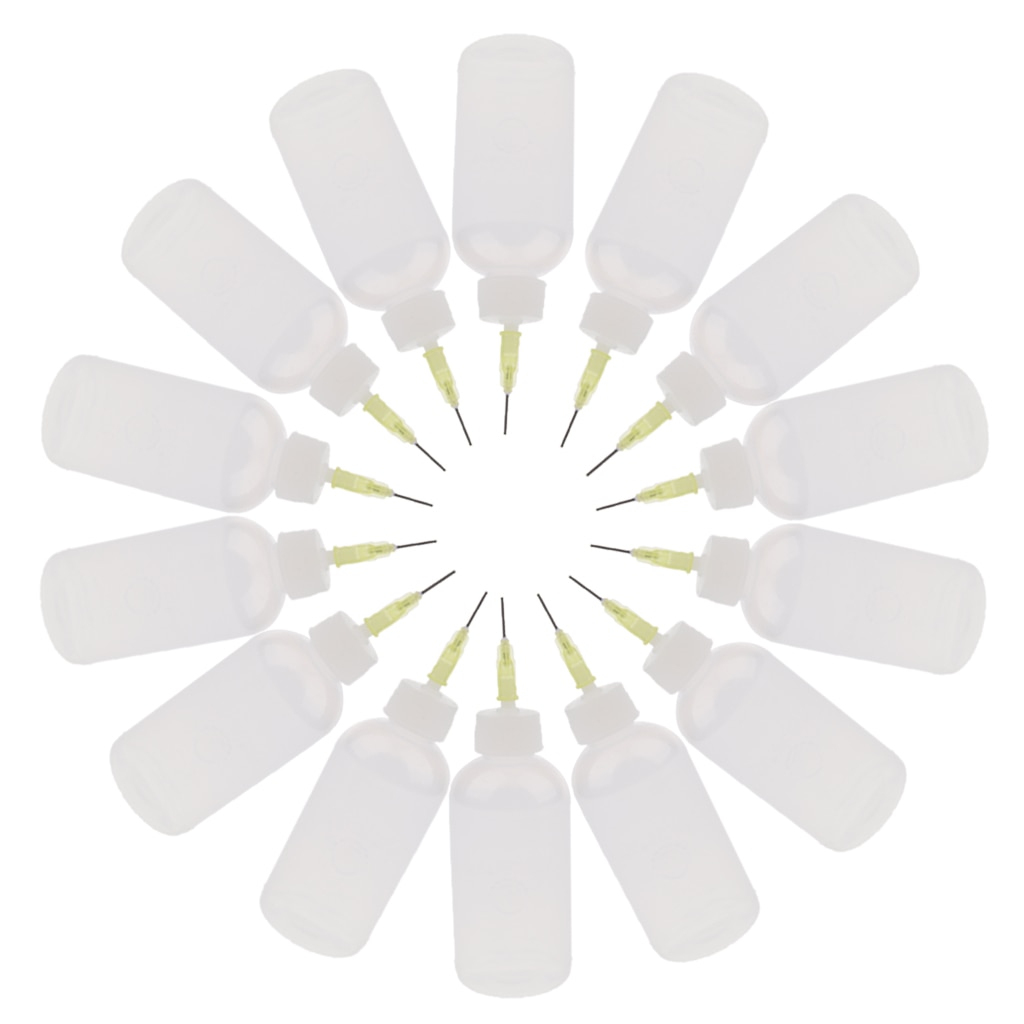 Lijm Applicator Flessen Naald Tip Liquid Dropper Vullen Flessen 50Ml (Duidelijke Witte Plastic) - 12 Stuks