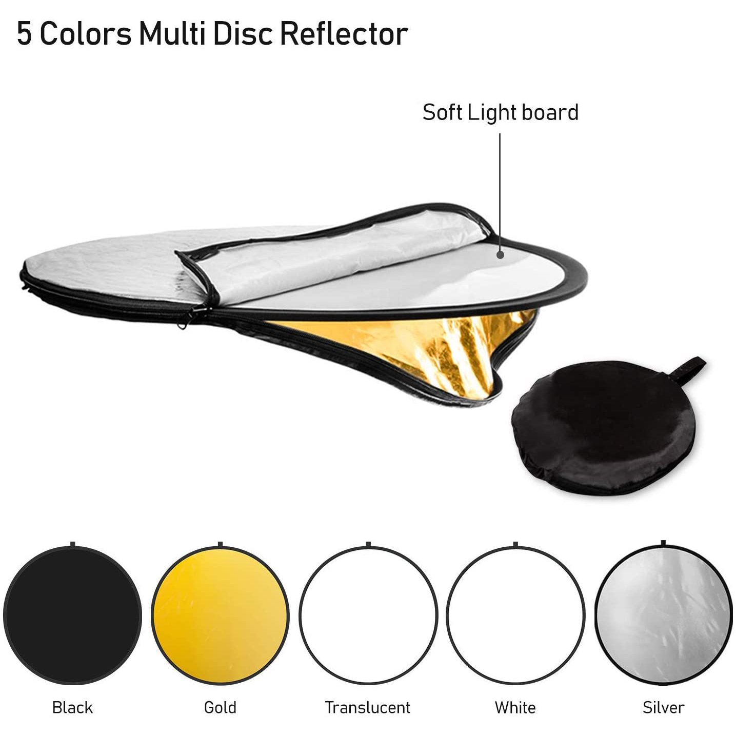 32" 80cm 5 In 1 Portable Collapsible Light Round Photography Photo Reflector For Studio Multi Photo Outdoor Studio Transluc