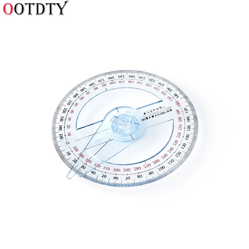 Plastic 360 Degree Protractor Ruler Angle Finder Swing Arm School Office