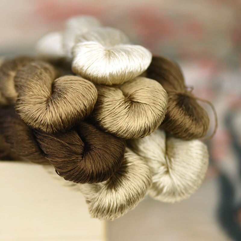 silk embroidery thread / 100% silk thread /hand embroidery embroider cross stitch/khaki series/7 pure colors