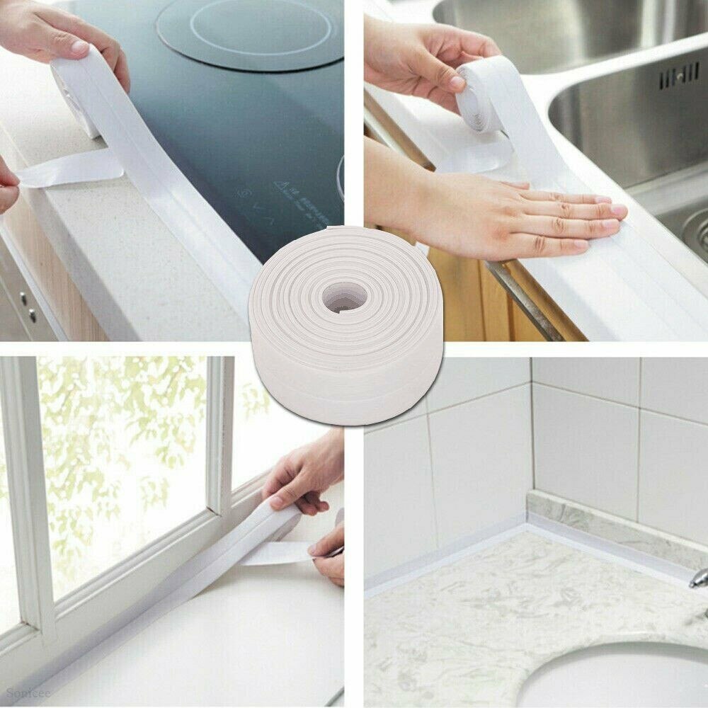 Cinta autoadhesiva para fregadero de cocina, resistente al agua, molde fuerte, blanco, gris, para bañera, tira de huecos de inodoro, sello de agua para piscina