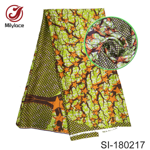 Tissu en soie nigérian de , wax numérique imprimé de couleur vive pour robe SI180207: color 17