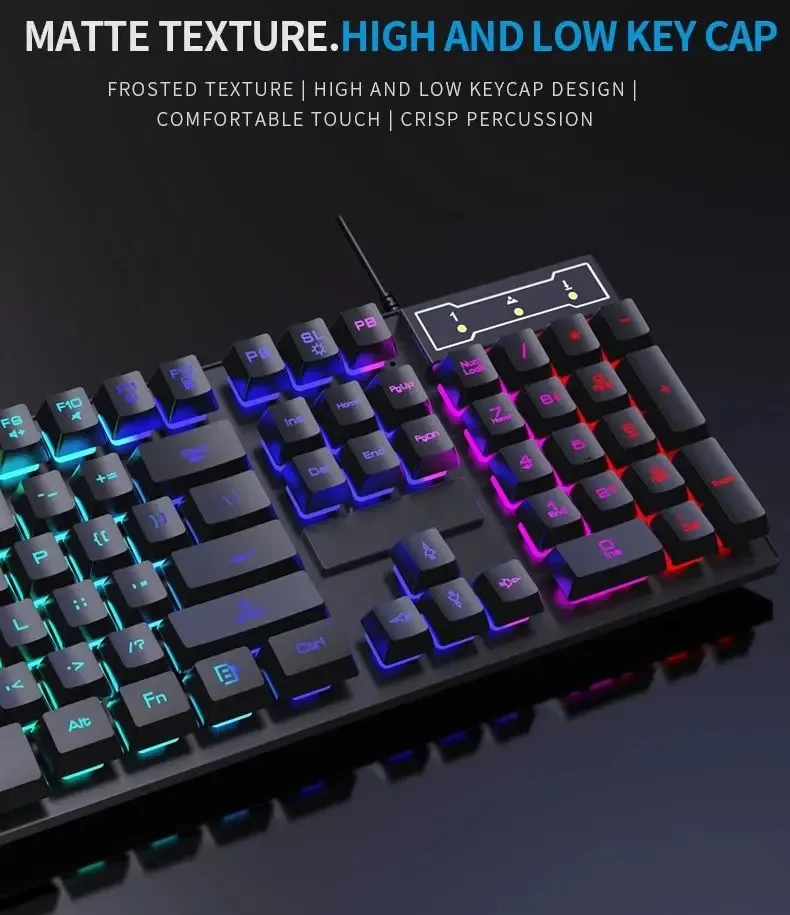 104-toetsen mechanisch toetsenbord met achtergrondverlichting Bedraad gamingtoetsenbord Waterdicht Lichtgevend toetsenbord en muisset voor gamer PC Laptop Kantoor