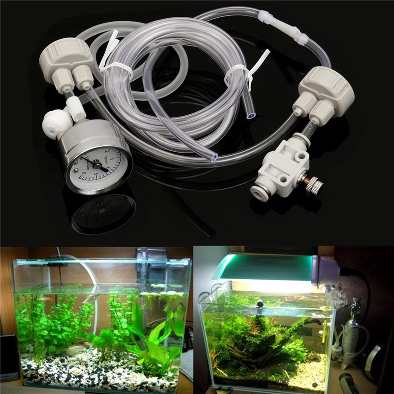 Akvarium diy  co2 generator system kit med tryk luftstrøm justering vand plante akvarium  co2 ventil