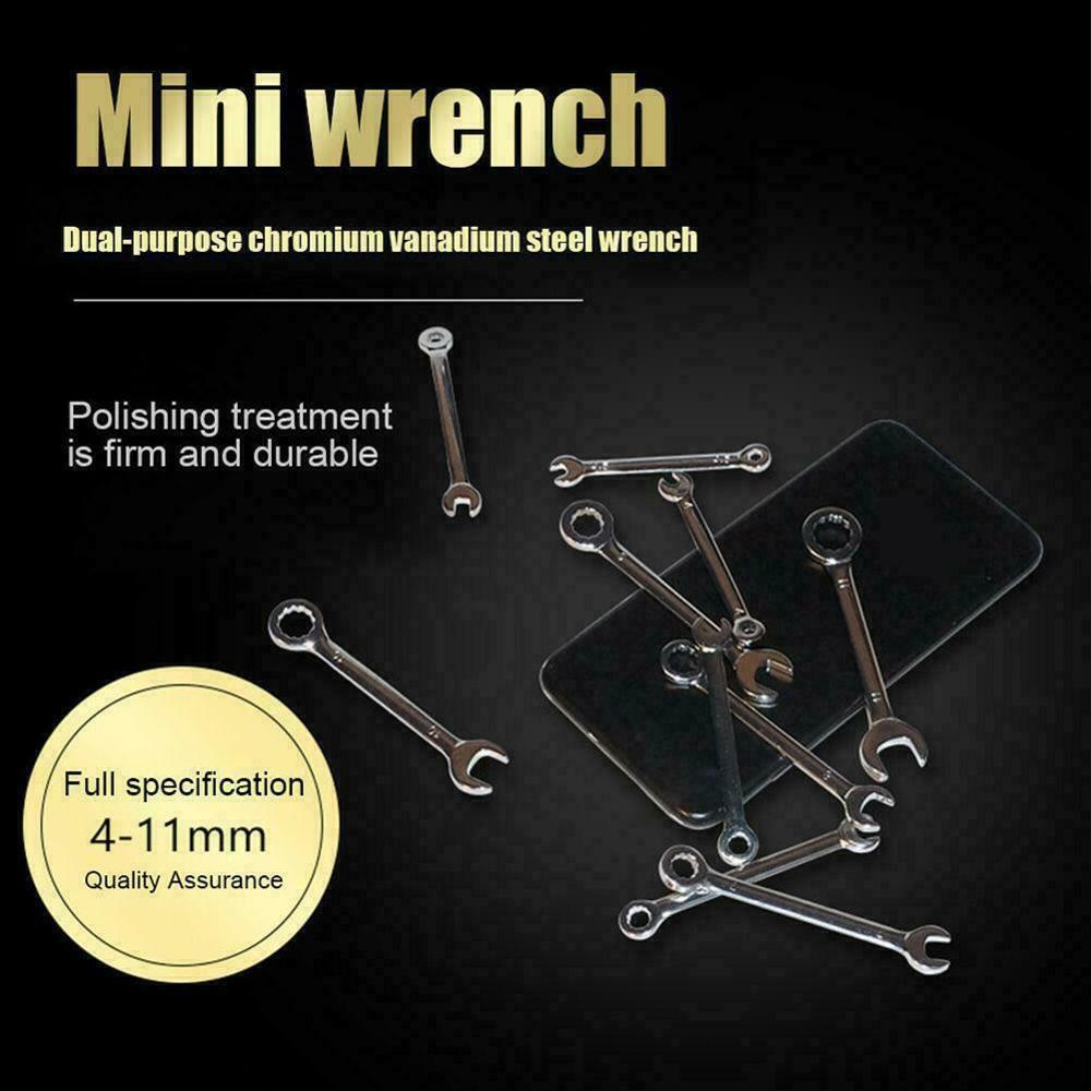 10pcs/set Mini Spanner Wrenches Set Key Ring Spanner Explosion-proof British/Metric Type Wrenches Pocket M0Q6