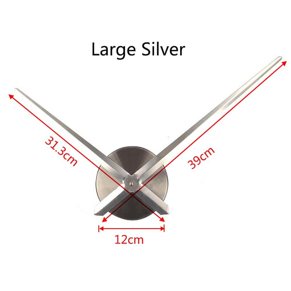 Large Wall Clock Movement Mechanism Clockwork with Clock Hand Needle for DIY 3D Mirror Wall Clock Replacement Accessories Parts: Silver L