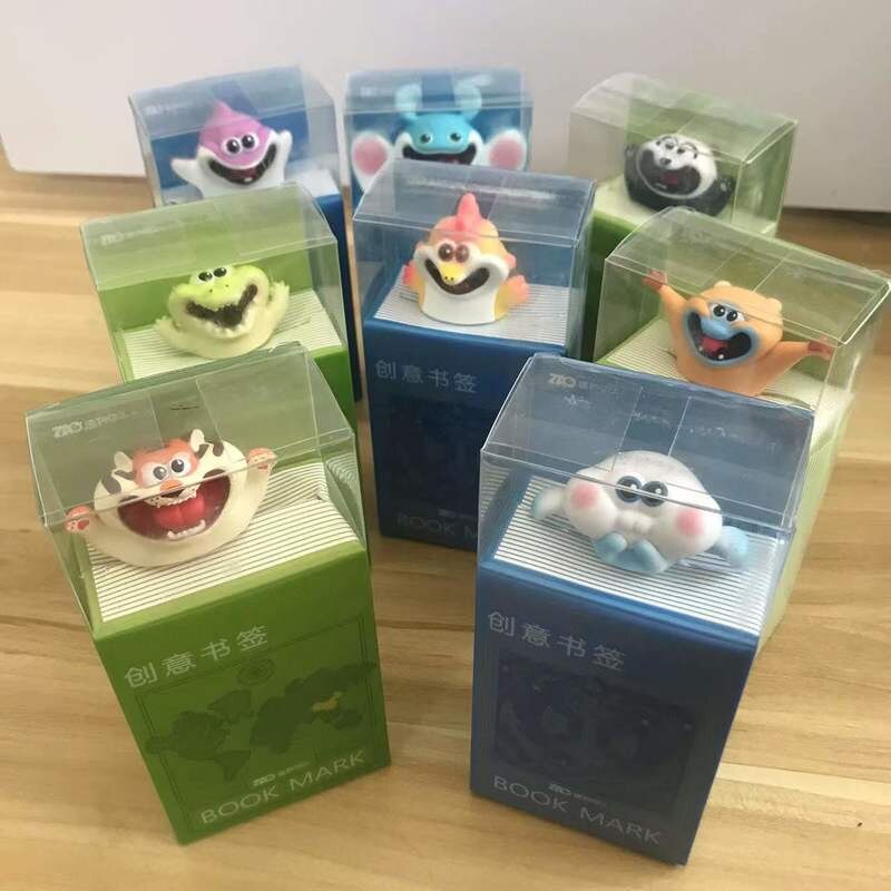 3D Three-dimensional Animal Bookmarks Pvc Cartoon Style Bookmarks Exquisite Box Packaging Suitable for Student and Sales