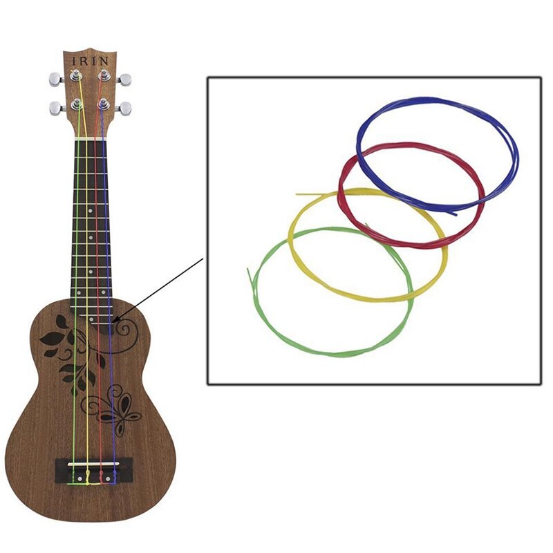 IRIN U104 Rainbow Colorful Nylon Ukulele Strings 4 Strings Guitar Ukulele Strings Silver White Parts and Accessories Set