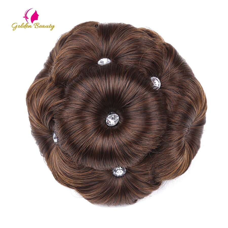 Golden Beauty Women's Synthetic Hair Curly Chignon With Plactic Comb Bride Wedding Clip In Hairpiece Extensions