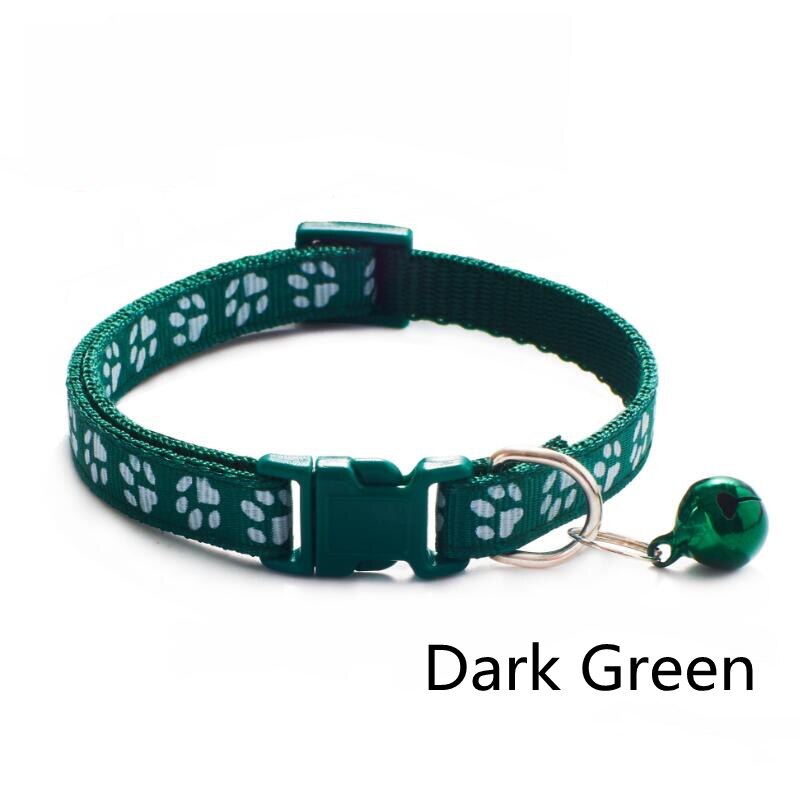 Collier avec clochette pour animal de compagnie,accessoire coloré pour chat, avec boucle réglable, sangle pour chats et petits chiens, Chihuahua: Dark Green