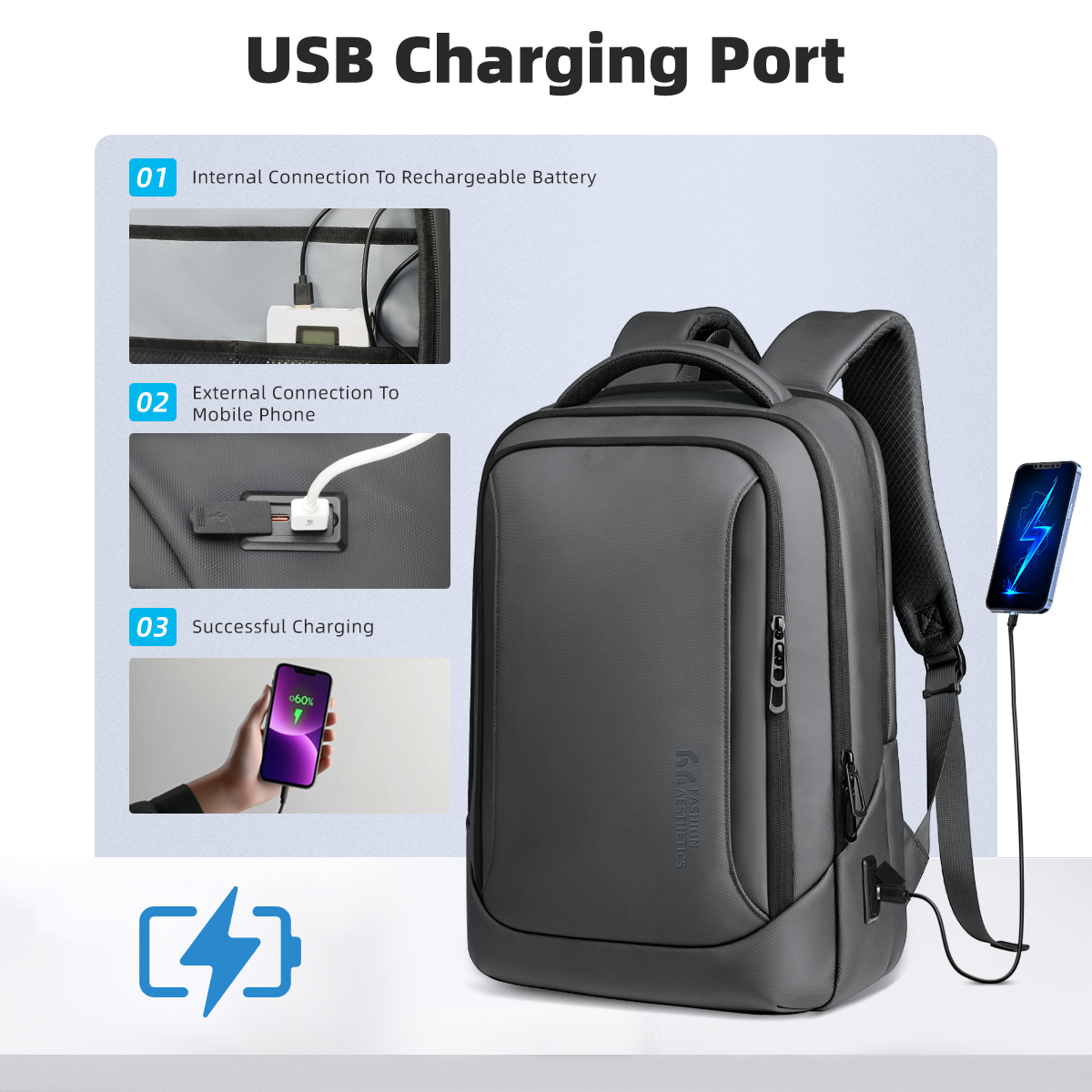 Mochila de negocios HK, bolso multifuncional para ordenador portátil de 15,6 "para hombre, mochilas de viaje de gran capacidad, mochilas escolares impermeables, mochila de trabajo