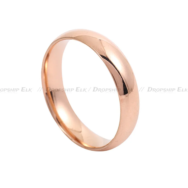 Anillo de acero de titanio, anillo exquisito de acero inoxidable para parejas lisas con arco de 4mm, joyería