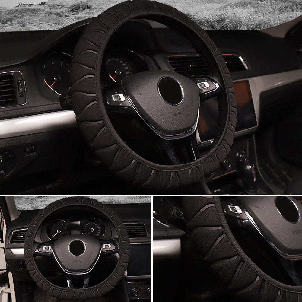 Coprivolante universale rosa/nero inverno peloso soffice peluche 37-38cm copriruota per auto accessori interni auto