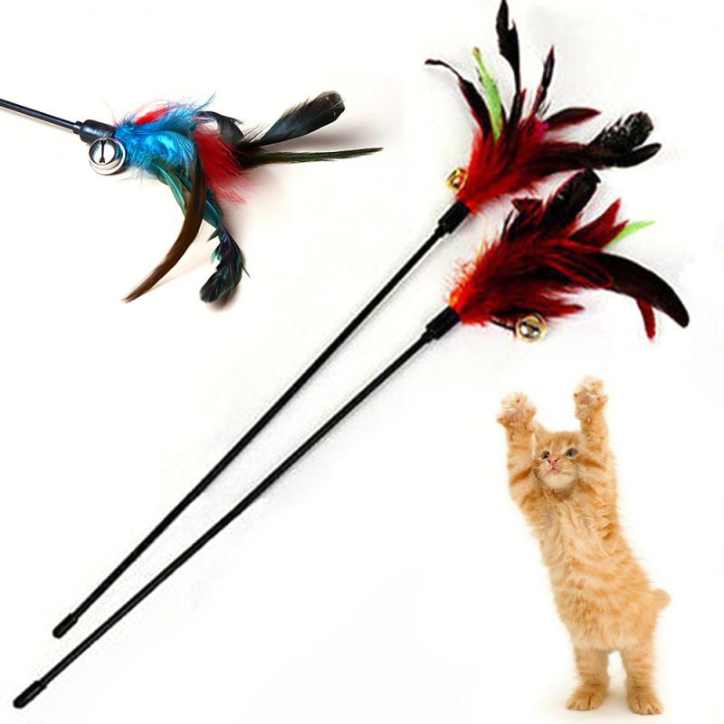 1Pcs Cat Stick Interactive Feather Toy Cat Random Color Feather Small Bell Toy Tease Cats Stick Pet Supplies Pet tool