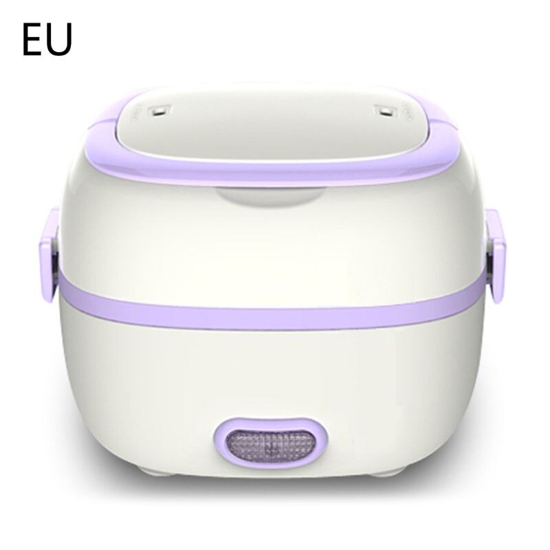 Multifunctional Electric Lunch Box Mini Rice Cooker Food Heater Steamer Cooking: EU plug Purple