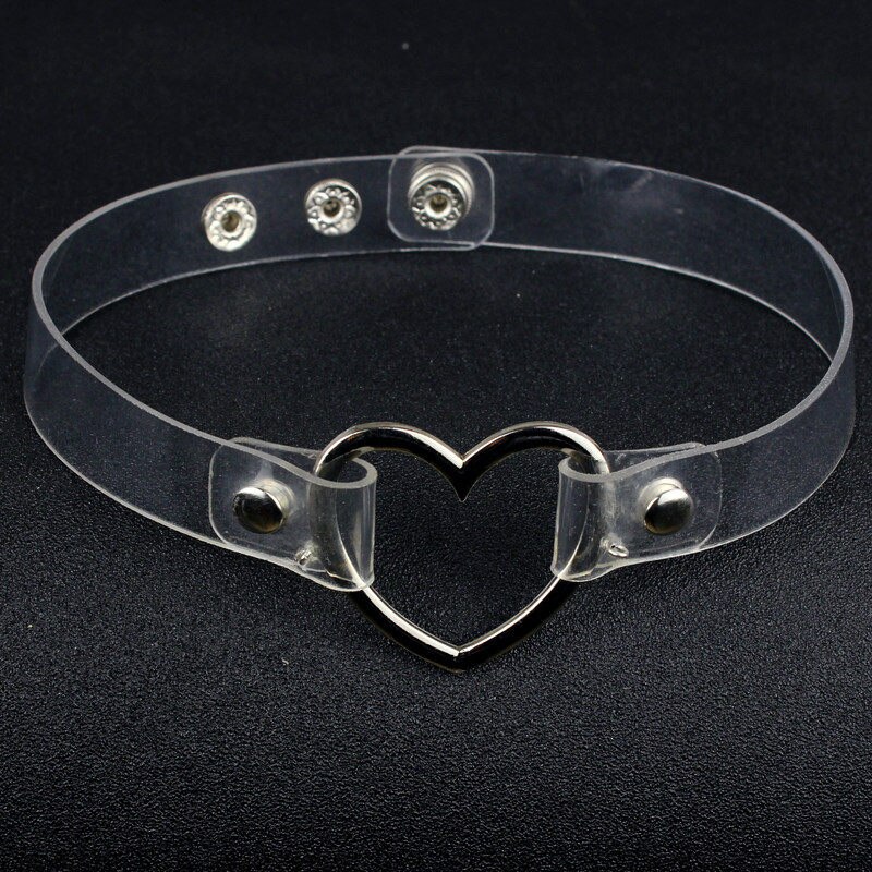 New Sereno Punk Chocker Della Collana Donne Regolabile Trasparente Del Cuore Della Collana Del Choker Gotico Delle Ragazze Del Collare Della Collana Dei Monili Delle Donne