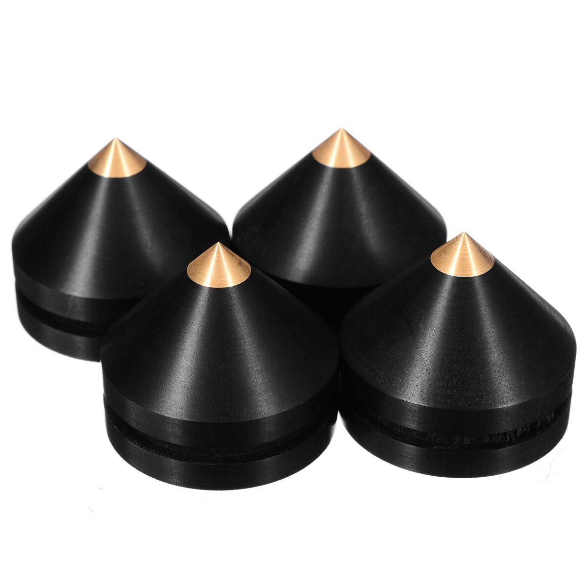 4 stuks Professionele Speaker Spike Zwart 23mm Ebbenhout Speaker Isolatie Spike Houten Koperen Stand Voeten Met Base Pad mayitr