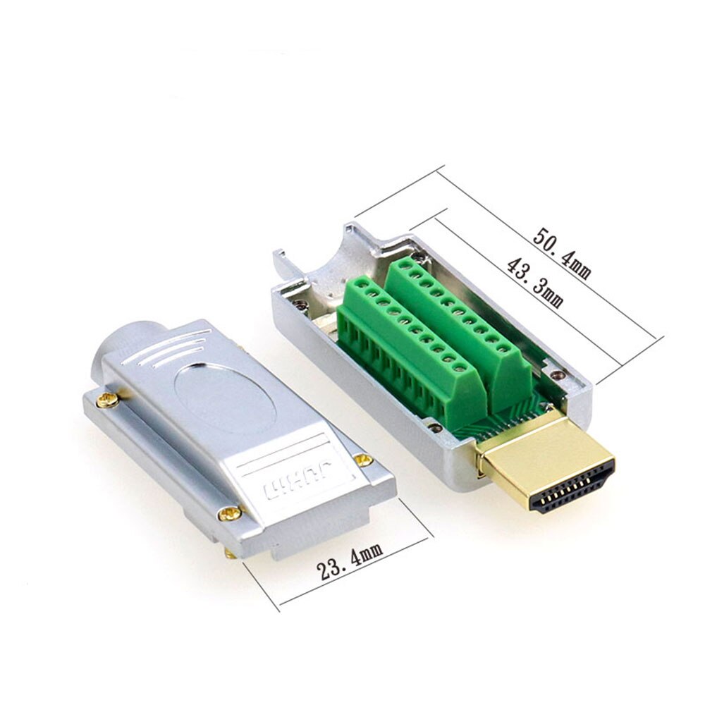 Conector HDMI sin soldadura HDMI 2,0 enchufe macho adaptadores de líneas HD DIY soporte 4K 2K 3D HDMI 2,0/1,4/1,3