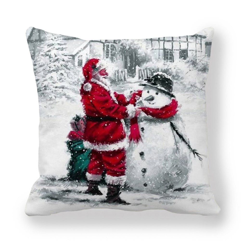 1 pièces taie d'oreiller père noël imprimer vieil homme canapé-lit décor à la maison taie d'oreiller chambre housse de coussin joyeux noël 44x44 Cm: 1
