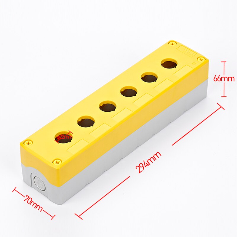 Waterproof PC+ABS 6 Hole Control Box Yellow/Gray IP66 Push Button Switch Box Suit For Emergency Stop Indicator: Yellow