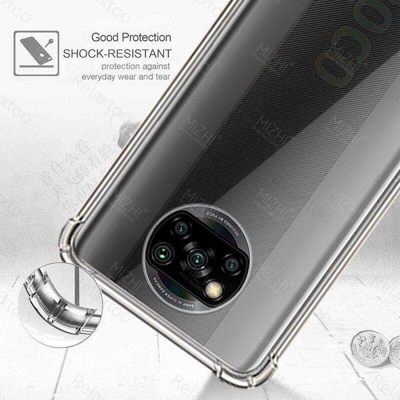 Voor Xiaomi Poco X3 Case 3in1 Transparante Case Voor Xiaomi Poco X 3 Nfc Pocox3 Pocophonex3 Gehard Glas Camera Lens telefoon Cover