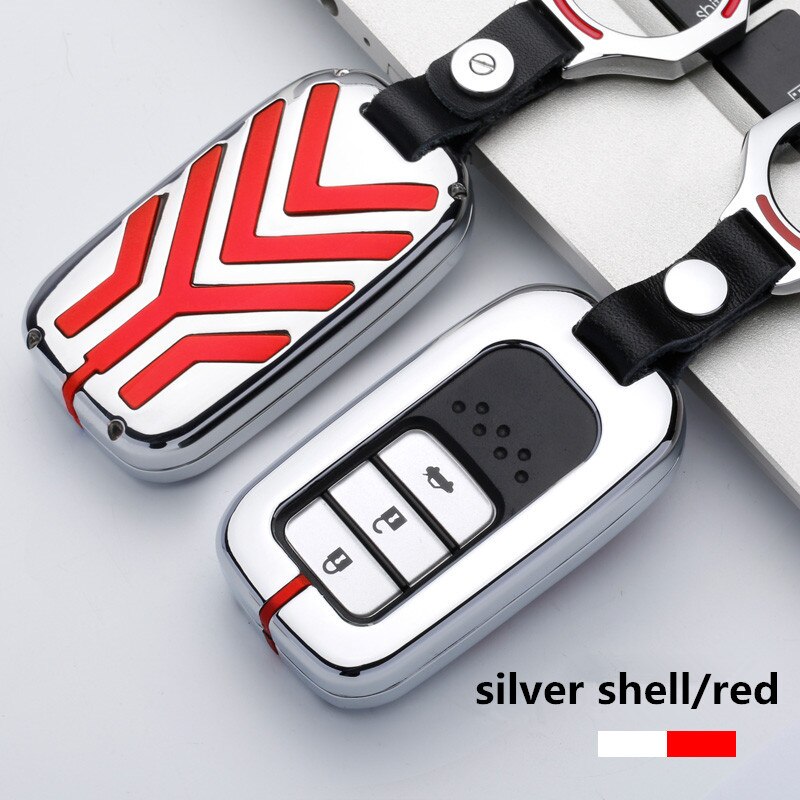Sleutelhoesje van zinklegering voor honda civic vfc accord 2003-2007 cr- v freed pilot-stijl autosleutelhanger: Een sliver rood