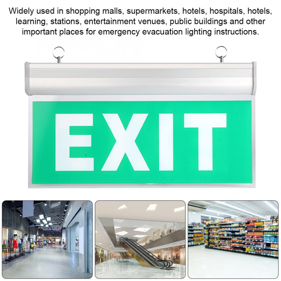 Solar battery power 110-220V Acrylic 3W 12 LEDs Emergency Exit Sign Light Safety Indicator Lamp rechargeable battery