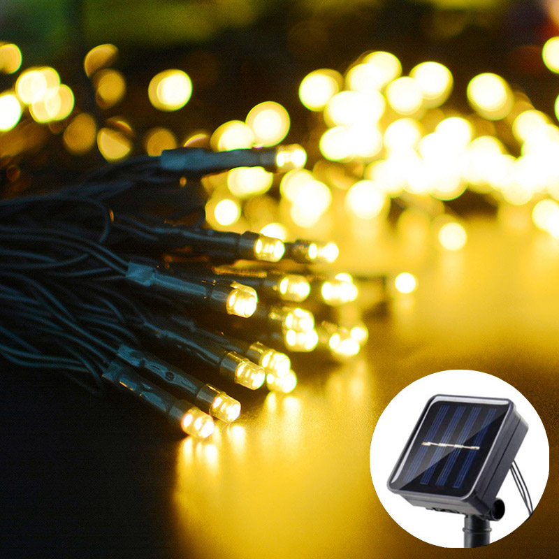 Op zonne-energie werkende slingerverlichting met 5/7/12/22m led's en 8 standen, ideaal voor buiten, tuin, kerst, bruiloft, feest en slingerdecoratie.: Blauw / 16-20w