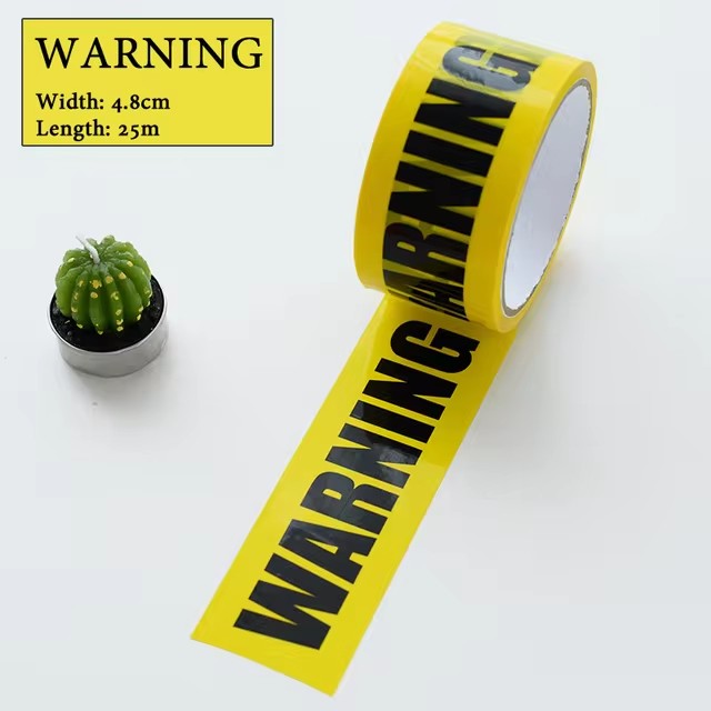 1/Roll 24Mm * 25M Waarschuwingstape Gevaar Waarschuwing Fragiele Barrière Herinneren Diy Sticker Werk Veiligheid Plakband Voor Winkelcentrum Winkel School: YELLOW