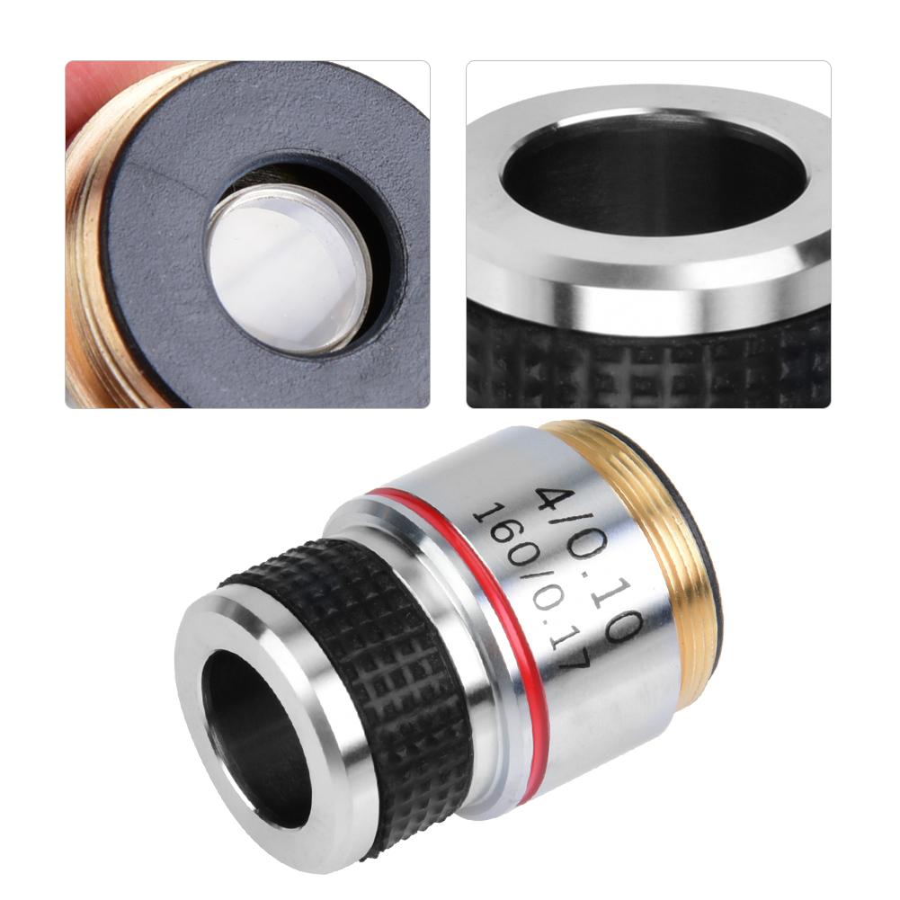 4X 185 Biological Microscope Achromatic Objectives Lens 160/0.17 Microscope Aluminum Alloy Parts