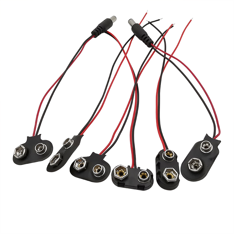 5pz 9 V connettore clip batteria I/T tipo 9 volt fibbia batteria scatta cavi custodia 5.5x2.1mm DC spina maschio per Arduino fai da te