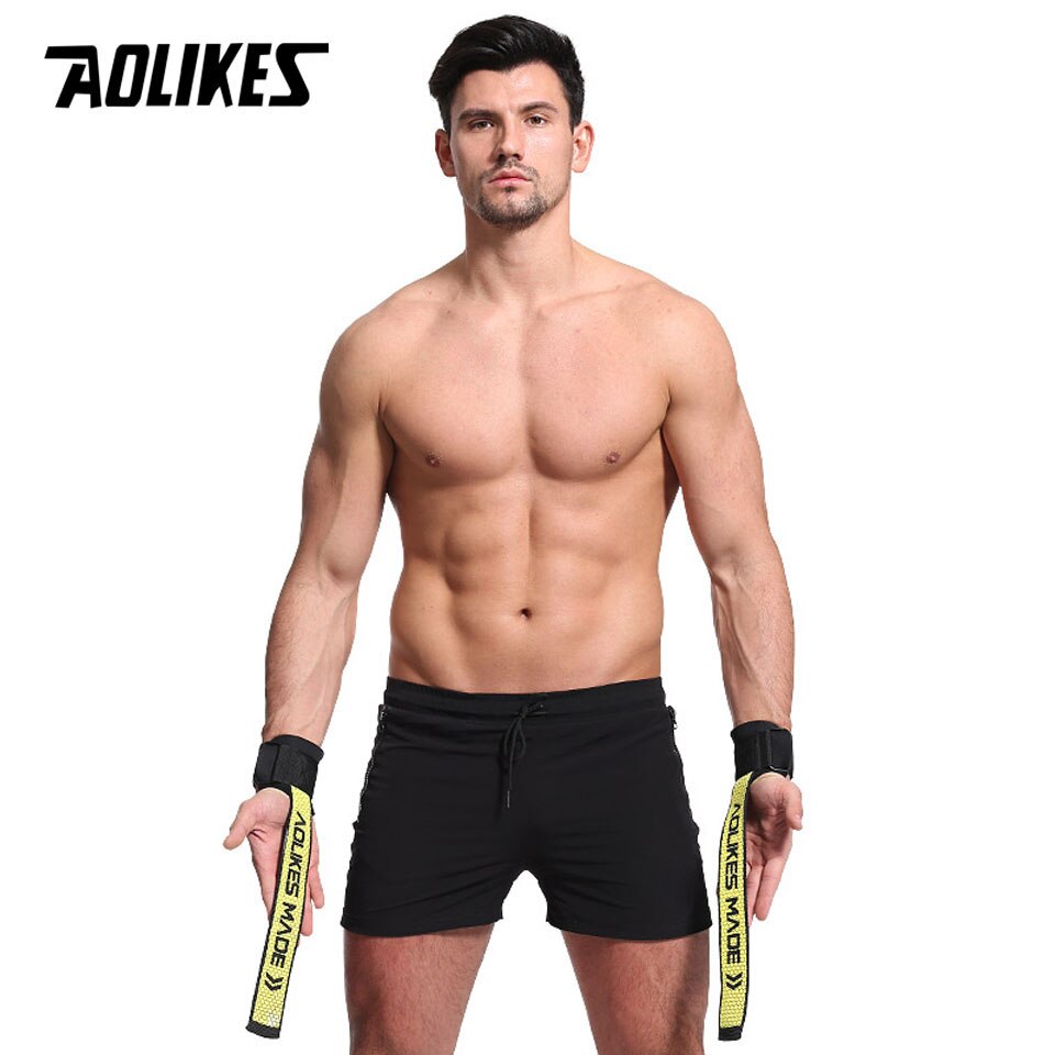 Aolikes 2 stk vægtløftning håndpude håndled wraps stropper handsker mænd gym støtte løftegreb bælte træning fitness vægt bodybuil