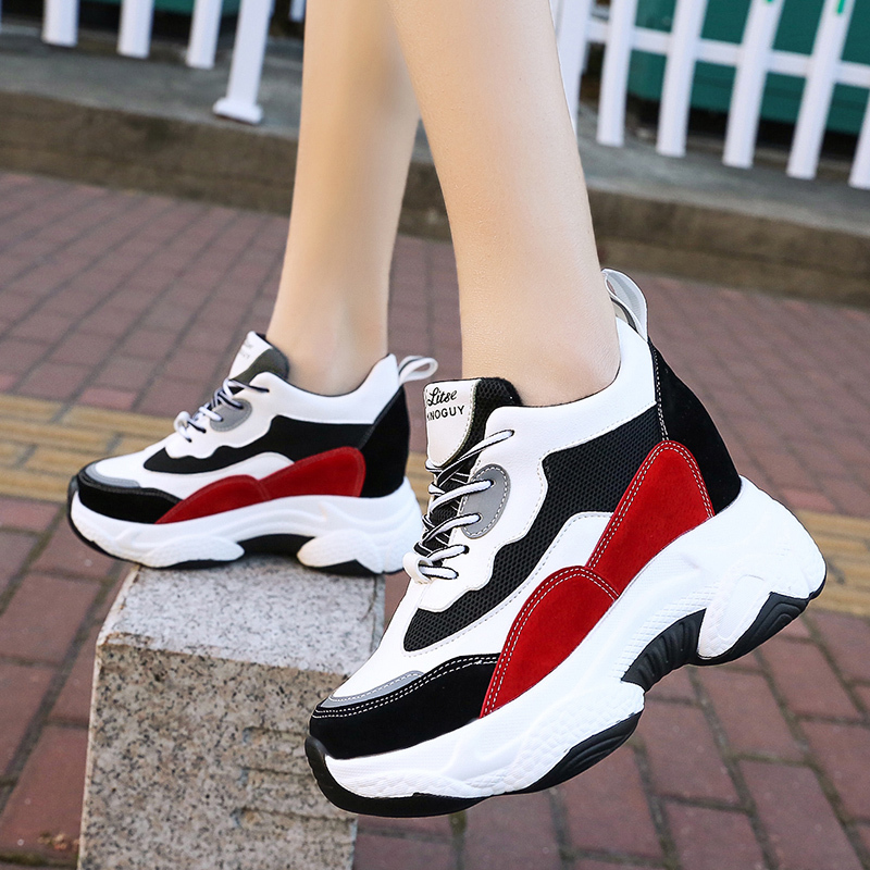 Fujin winter dames sneakers, zacht, warm, ademend, ronde neus, dikke zool, vrijetijdsschoenen met veters voor dames.