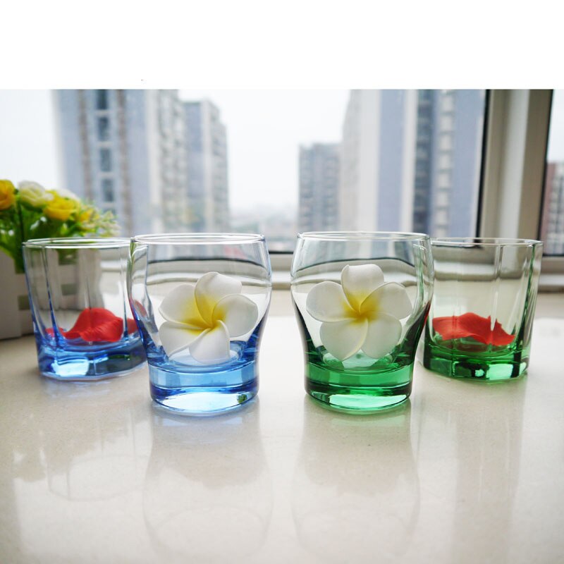 2 pièce/ensemble vitrail tasse café bleu tasse résistant à la chaleur tambour boisson tasse transparent verre à vin bière drinkware