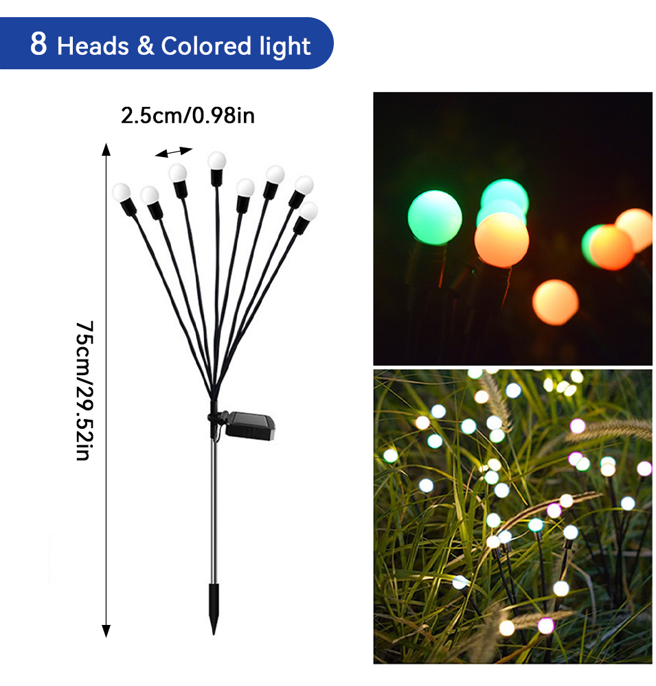 1pc stk . 6/8/10 led-pakke med solcelledrevne ildfluelys, opgraderede solcelledrevne havelys udendørs vandtætte solcelledrevne svajende landskabslys: Gylden gul