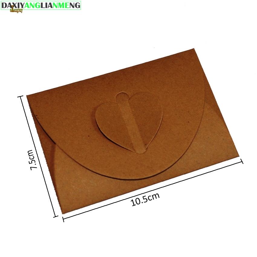 100x Maat: 10.5X7.5Cm Hart Sluiting Kraftpapier Envelop Voor Zakelijke Vip Card Mini Wedding Party Uitnodigingskaart Naam Kaarten
