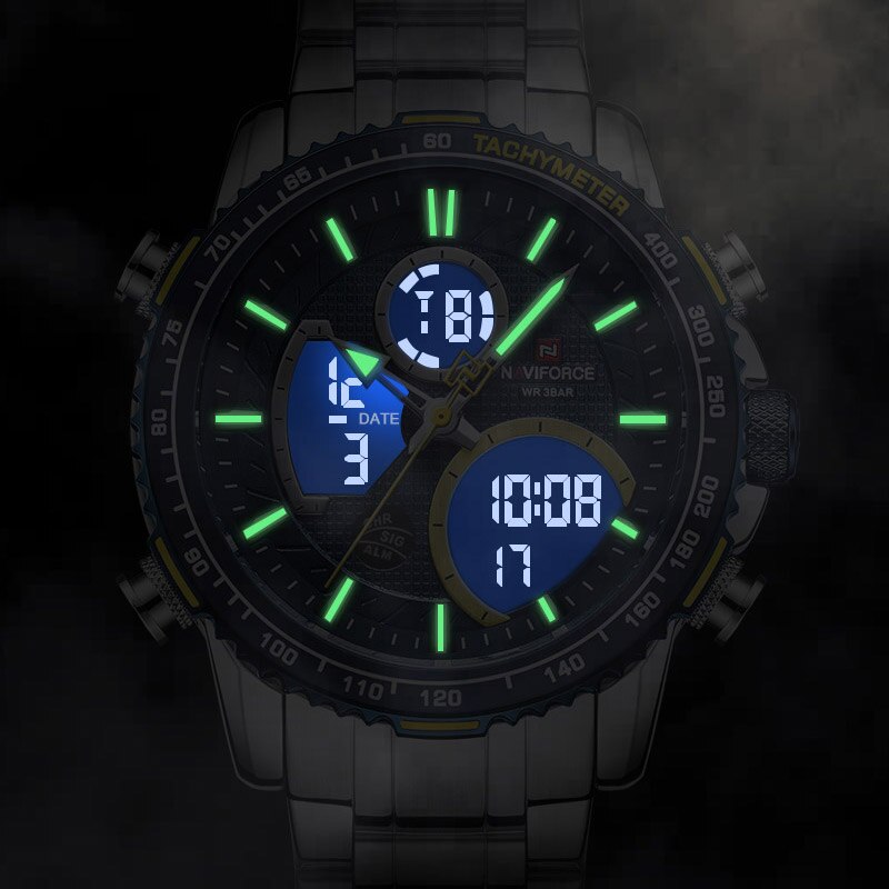 Naviforce Mannen Horloge Waterdichte Grote Wijzerplaat Sport Horloges Mannen Analoge Digitale Waterdichte Quartz Horloge Datum Mannelijke Klok