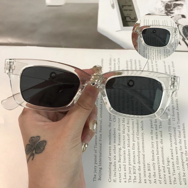 1Stck Neue Frauen Rechteck Jahrgang Sonnenbrille retro Punkte Sonnenbrille Weibliche Dame Brillen Katze Auge Fahrer Brille